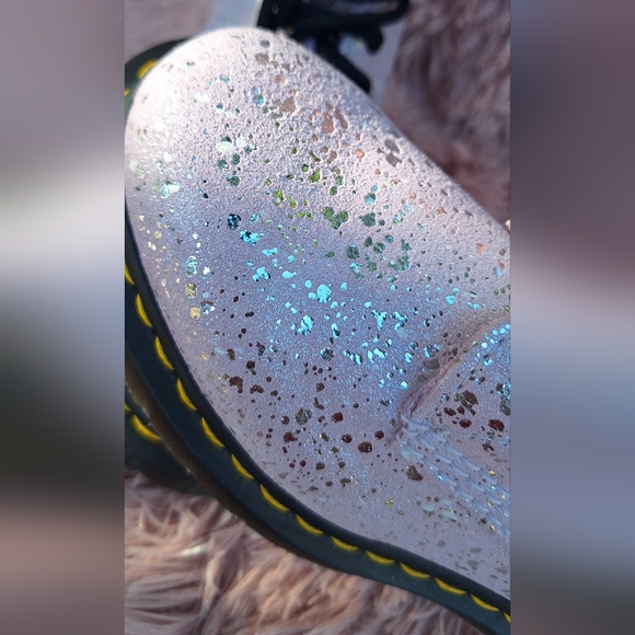 Dr. Martens Air Wair Lilac Metallic Paint Splatter Suede Combat Boots Size 7 - Picture 3 of 7